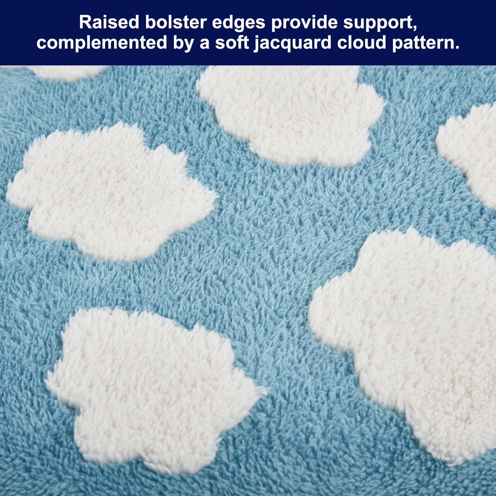 Donut Dog Bed Medium, Calming Round Pet Bed for Dogs and Cats, Washable Jacquard Plush Cover with Non-Slip Bottom, Indoor Cat Bed, Blue, 36"x36"x10"