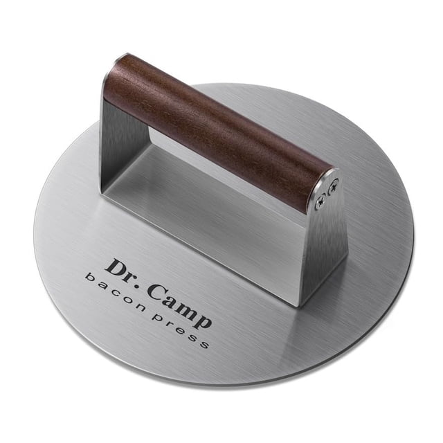 Prensa para Hamburguesas Dr.Camp 18 cm Acero Inoxidable con Mango de Madera