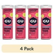 (4 pack) GU Energy Electrolyte Drink Tablets, Stawberry Lemonade, 1 Tube, Boost Your Hydration
