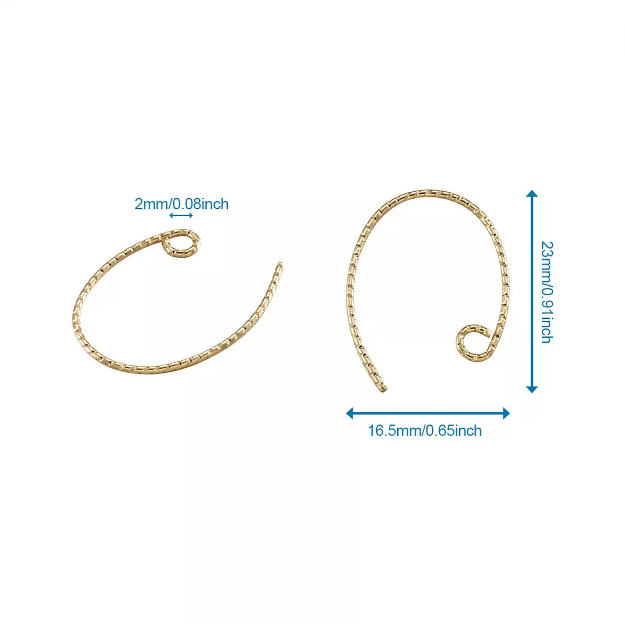 U8MO 100pcs Real 18K Gold Plated Brass Earring Hooks Dangle Earwire Loop 23x16.5mm