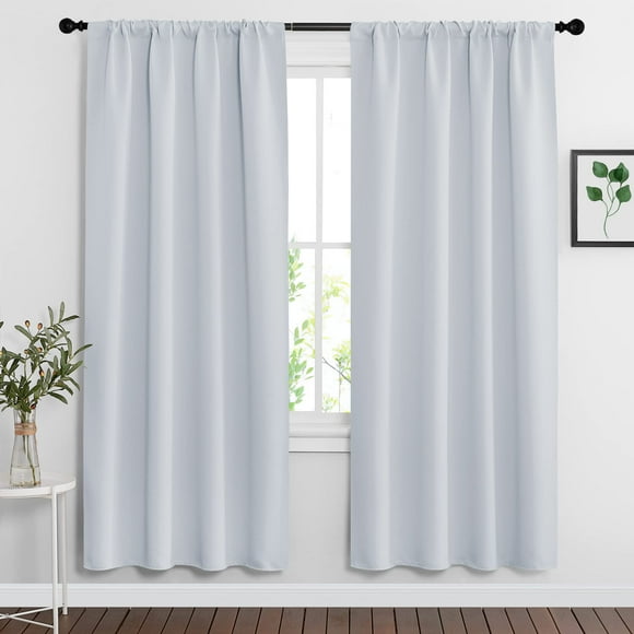 RYB HOME Room Darkening Curtains Bedroom Window Draperies Sunlight Shades Panels for Kid's Room Dining Room,42 inch Wide x 72 inch Long, Grayish White