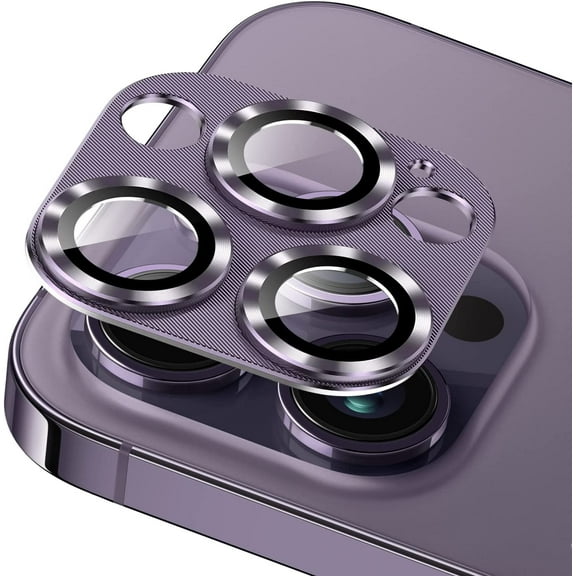 for iPhone 14 Pro /14 Pro Max Camera Lens Protector, Alloy Metal Camera Cover with Tempered Glass Screen Protector,Case Friendly,Scratch Resistant,Easy to Install -Purple