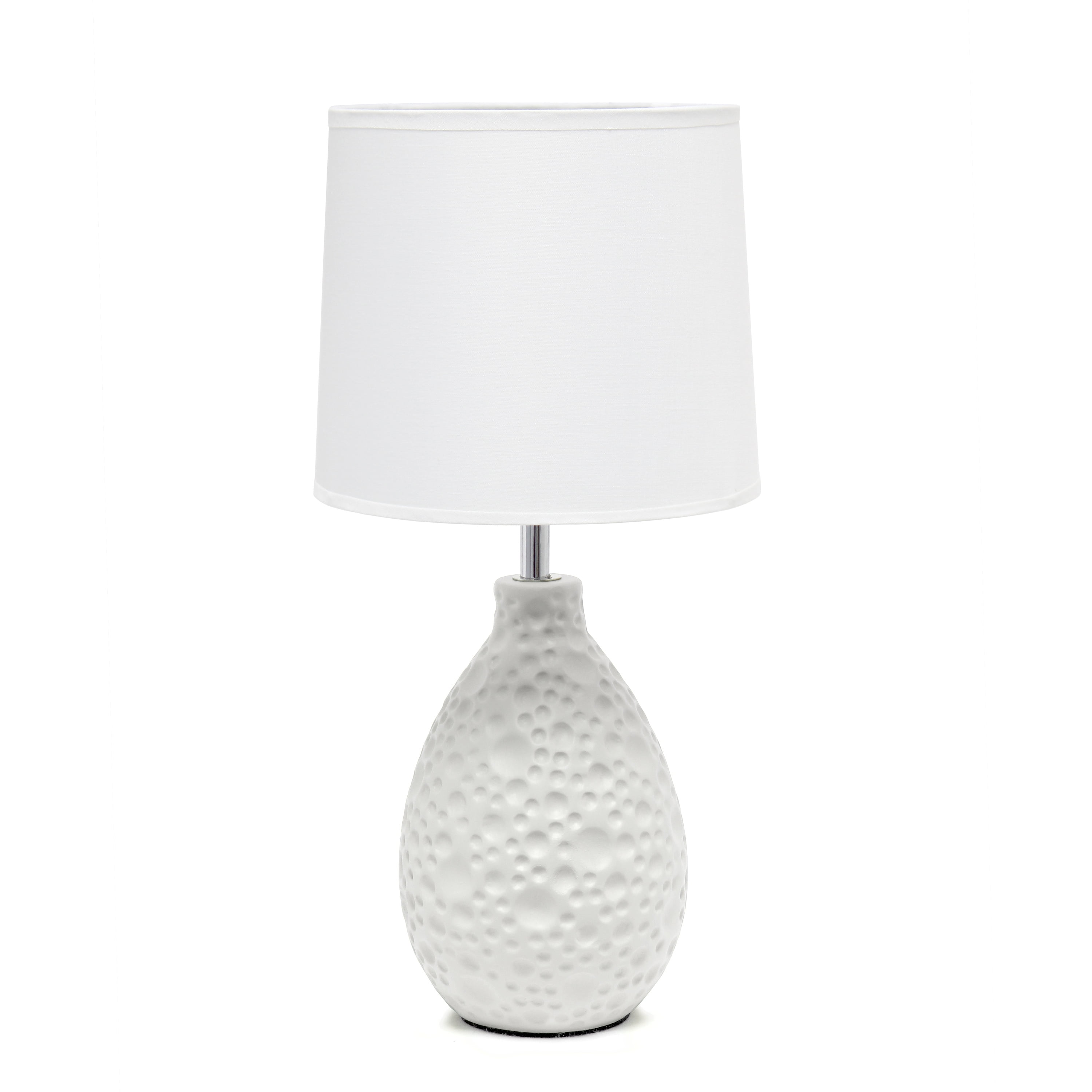 Simple Designs White Texturized Ceramic Oval Table Lamp