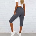 thumbnail image 5 of SBYOJLPB Fashion Capris Pants for Women Casual High Waist Loose Pocket Straight Solid Capris Cropped Trousers, 5 of 7
