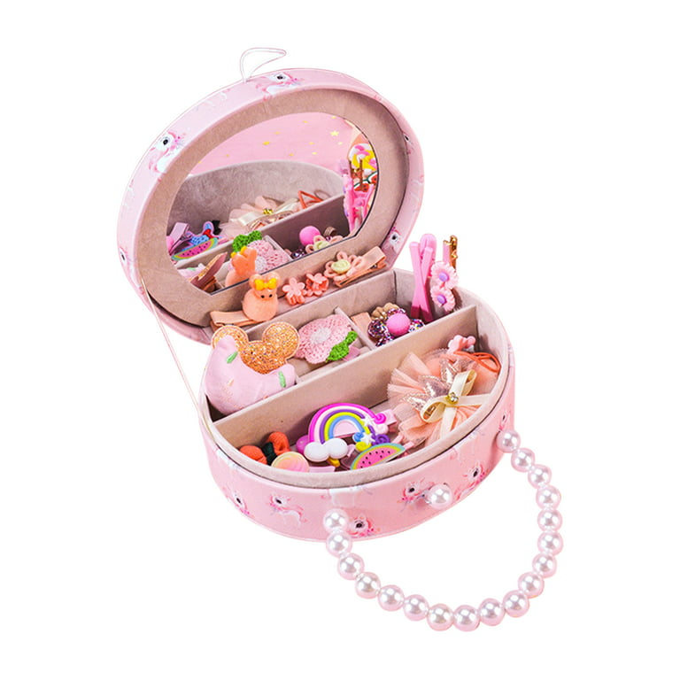 Kids Jewelry Box With 21/32/37 Pieces Little Girls Jewelry Set, Portable  Travel Case For Earrings Bracelets Rings Hair Accessories In Pink Pu  Leather
