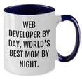thumbnail image 2 of Amangny Web Developer By Day, World's Best Mom By Night Two Tone Coffee Mug Gifts for Web Developer Graduation, 2 of 5