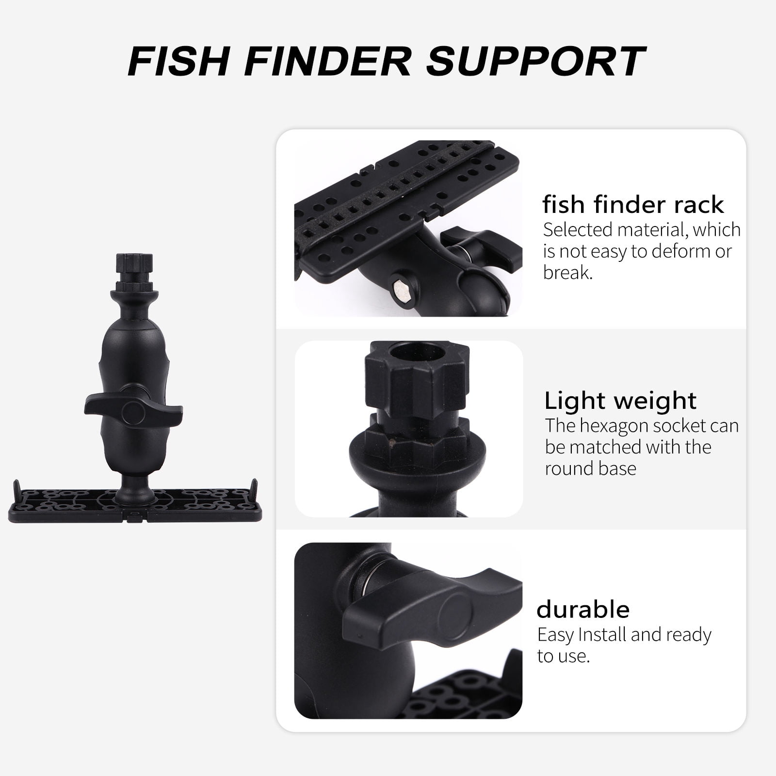 WEUVEB Kayak GPS Holder Adjustable Angle Black Nylon Support Mount for Kayaking Accessories