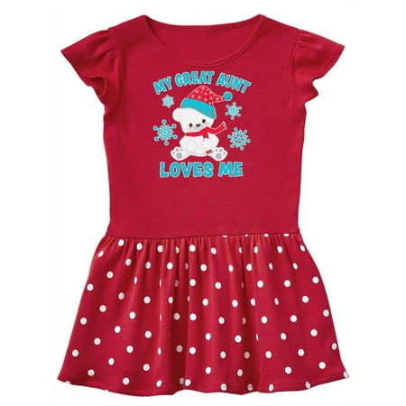 

Inktastic Polar Bear My Great Aunt Loves Me in Santa Hat Gift Toddler Girl Dress