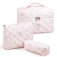 thumbnail image 1 of Bolsa de maquillaje Cozomga acolchada de gran capacidad para viajes, rosa, 3 unidades, 1 of 9