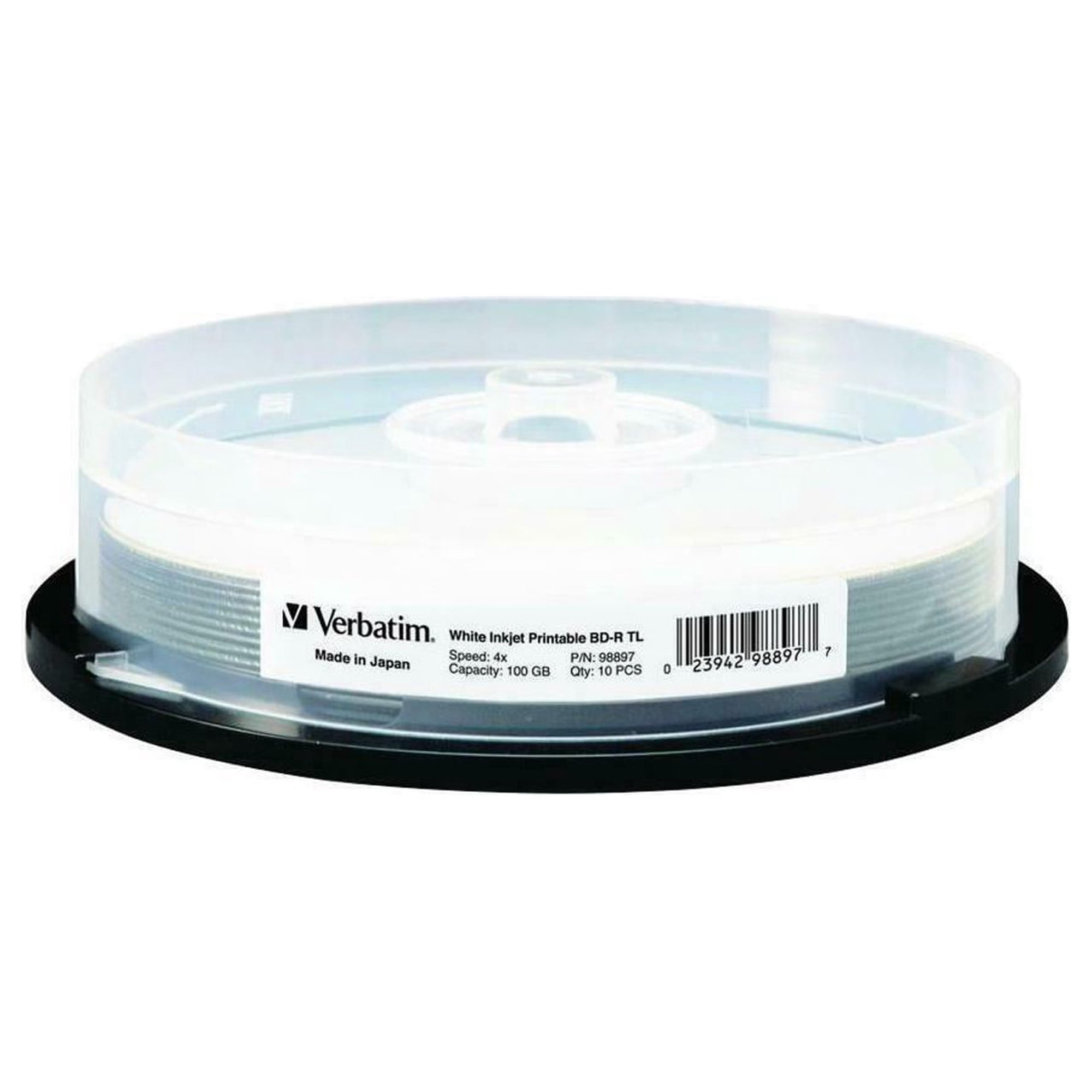 10PK BD-R XL 4X 100GB WHITE INKJET HUB PRINTABLE SPINDLE