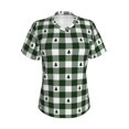 thumbnail image 2 of Uemuo Green White Christmas Tree Lumberjack Plaid Printed Women's Classic V-Neck T-Shirt - Soft, Breathable, Moisture-Wicking, Perfect for Casual, Office, Travel, and Everyday Wear-Small, 2 of 5