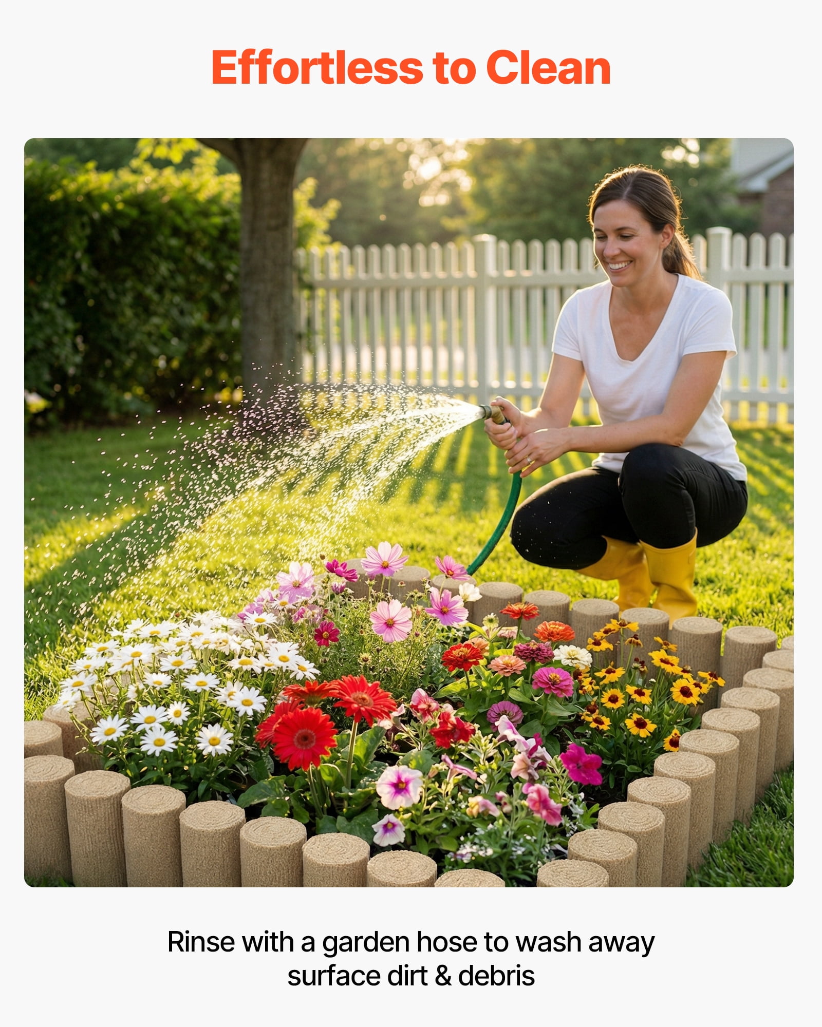 VEVOR Faux Wood Landscape Edging, 13.7 ft Kit, No Dig Garden Edging Border, Blocks for Lawn, Flower Beds, Pathways, Yards, 4 Pack Each Section Has 10 Logs 41.14"L x 3.74"W x 7.48"H, 32 Spikes, Beige