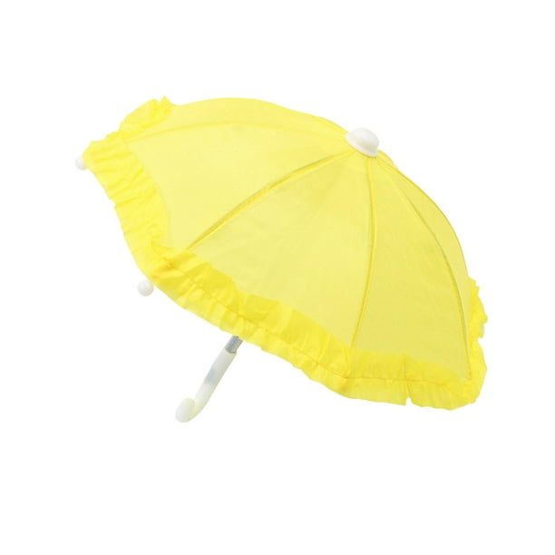 Mini sombrilla para jardín, decoración colgante, accesorios decorativos para niños. Amarillo