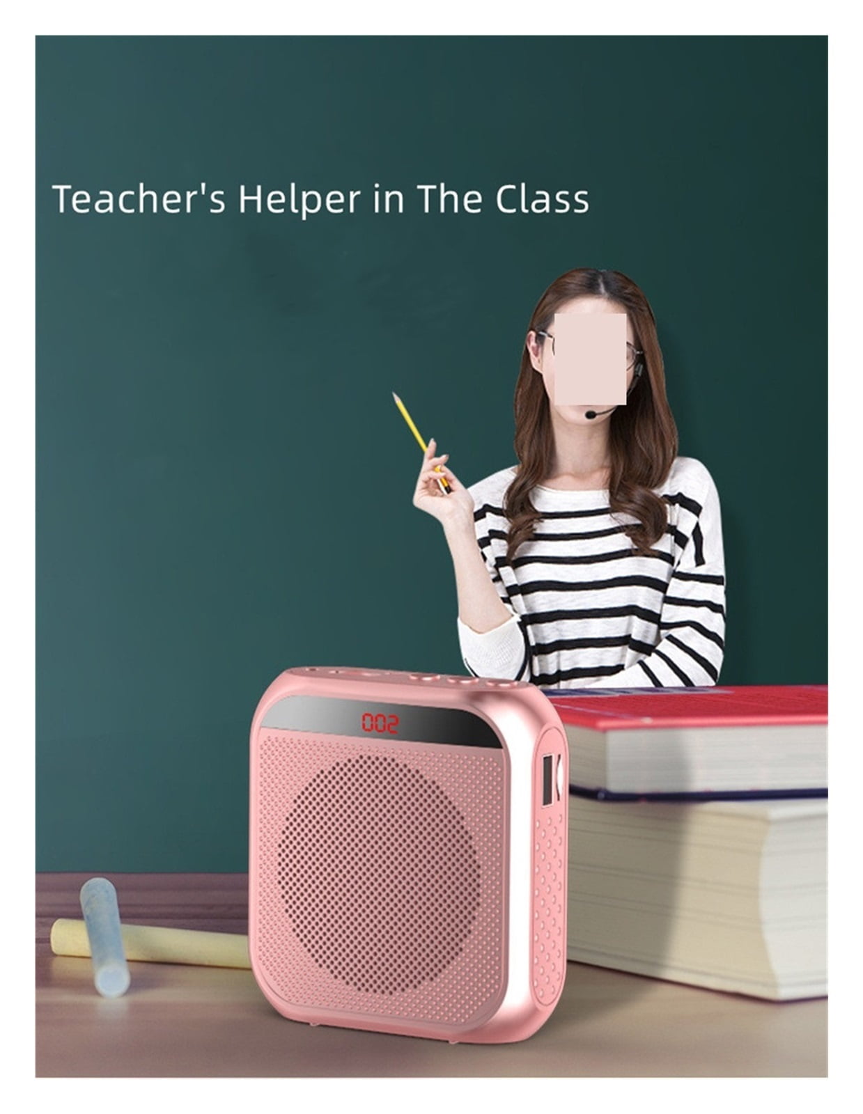 Voice Amplifier Megaphone Audio Speaker With Microphone Rechargeable Ultralight Loudspeaker With Mini LCD Screen For Teacher ,Easy to Operate