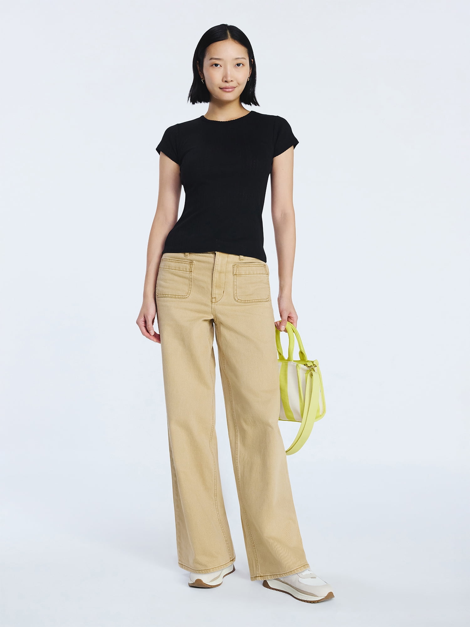 Free Assembly Women's and Women's Plus Pointelle Mini Tee with Short Sleeves, Sizes XS-4X