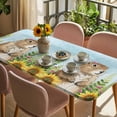 thumbnail image 3 of Groundhog Day Table Cloths for 5 Foot Rectangle Tables, Sunflower Spring Floral Botanical Blue Patio Waterproof Elastic Fitted Tablecloths, Washable Rectangular Table Cover for Camping, 3 of 8