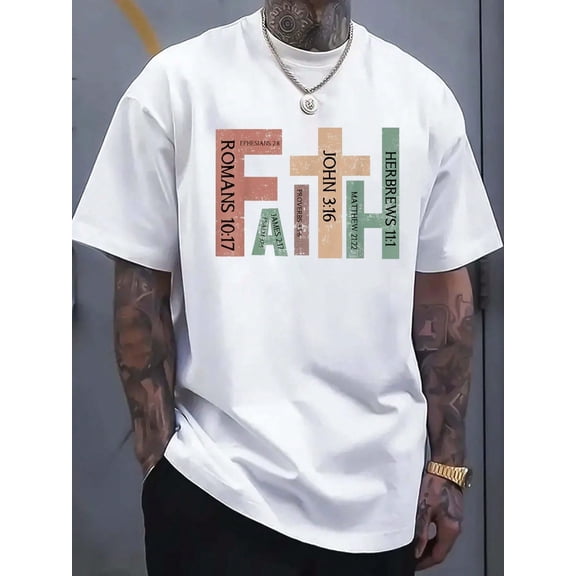 100% Cotton Shirt Retro Christian Faith Bible Verse Religious Christian Cross T-Shirt