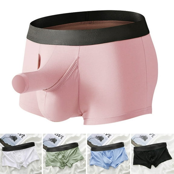 ruhuadgb Mid-Rise Elastic Waistline Men Panties Simple Patchwork Color U Convex Shorts Briefs