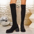 thumbnail image 6 of Willtoo Boots for Women Round Toe Knee High Boots, Faux Suede Back Drawstring Comfortable Tall Boots, Chunky Block Heel Platform Casual Dress Boots, 6 of 6