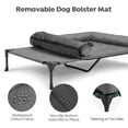 thumbnail image 4 of Cooling Elevated Dog Bed + Waterproof Removable Pillow-Top Mat, Bolster Dog Cot Bed, Raised Pet Cot with Breathable Mesh, No-Slip Feet, Dog Sofa Bed for Indoor & Outdoor, XLarge, Black Silver, 4 of 7