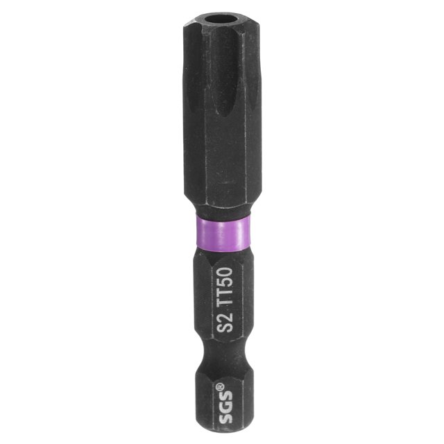 Uxcell TT50 Torx Impact Screwdriver Bit 1/4" Hex Shank 2" Long Magnetic with Hole