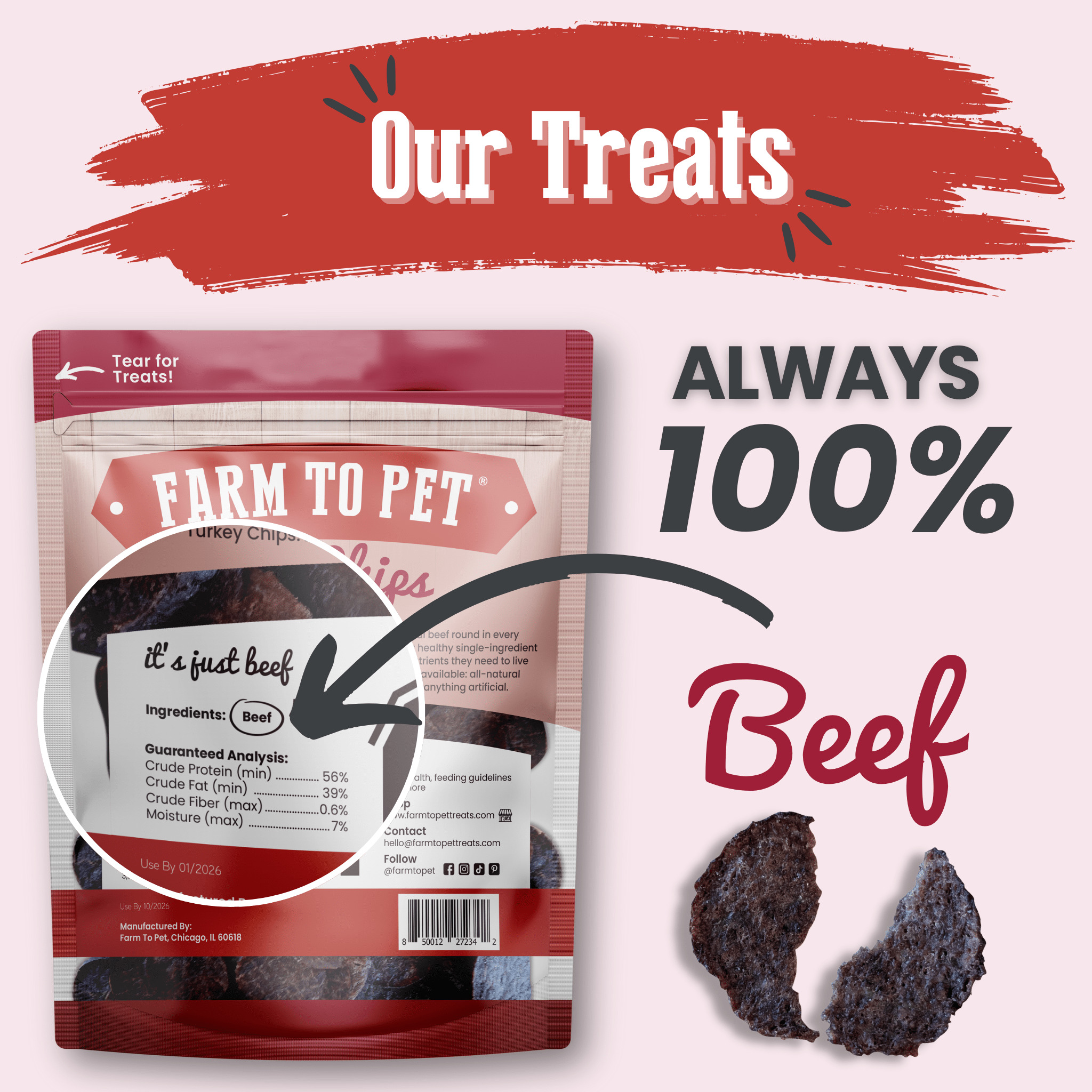 Farm To Pet Beef Chips Crunchy Dog Treats, 12 Oz photo 8