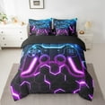 thumbnail image 2 of Erosebridal Purple Gamepad Bedding Sets Twin Size,Honeycomb Hexagon Comforter Sets with Sheets,Teens Bedroom Decor,Reversible,Breathable,7-Piece, 2 of 5