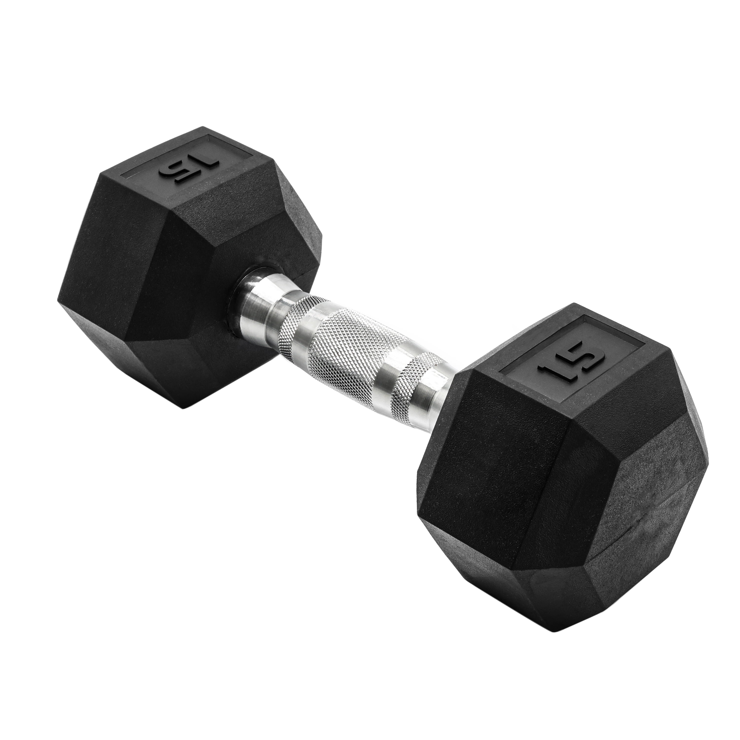 (2 pack) CAP Barbell, 15lb Rubber Hex Dumbbell, Single