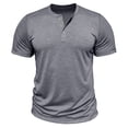 thumbnail image 3 of JoveMarine Mens T-Shirts Short Sleeve Casual - Basic Summer Button Lightweight Stretch, Shirts for Men Solid Henley Tee, Mens Shirts for Daily Comfort,Gray 2XL, 3 of 4