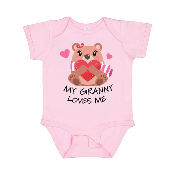 Inktastic My Granny Loves Me Bear and Hearts Boys or Girls Baby Bodysuit
