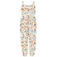 thumbnail image 4 of CCRFTGI Girls Rompers Size 9-10 Floral Print Sleeveless Girls Beige Jumpsuit Fall Spaghetti Strap Overall with Pockets Loose Clothes Beige 9-10 Years, 4 of 5