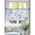 thumbnail image 4 of Navy Blue Eucalyptus Sheer Curtains 45 Inch Length 2 Panels Set Window Treatments, Spring Summer Botanical Leaves Rod Pocket Semi Curtains for Living Room/Bedroom/Kitchen Décor, 104"W x 45"L, 4 of 7