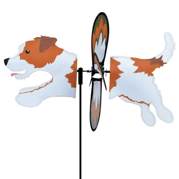 Premier Kites Petite Spinner Jack Russell – Whimsical Wind Spinner for Yard & Garden, Durable Weather-Resistant Fabric, Easy to Assemble, Outdoor Decor for Patios, Lawns, & More