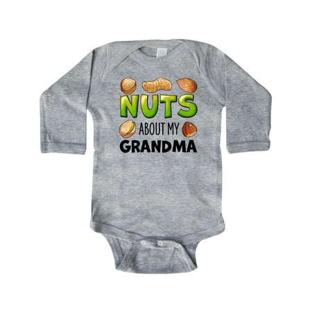 

Inktastic Nuts About My Grandma Peanut Almond Pistachio Gift Baby Boy or Baby Girl Long Sleeve Bodysuit