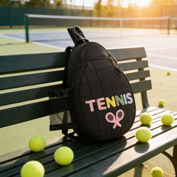 lacooooppia Tennis Handbag Featuring Tote Shoulder Racket Cover Racquet Bag Waterproof Polyester Material Suitable for Sports Fitness Men Women Outdoor Activities Black