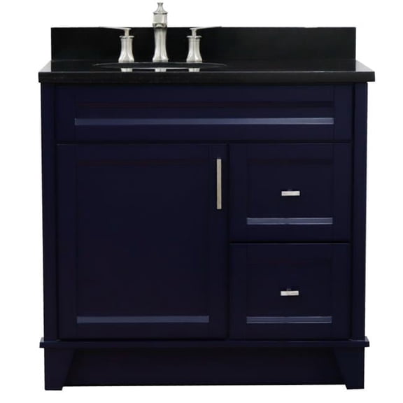 Bellaterra Home 400700-37L-BU-BGOL 37 in. Galaxy Granite Left Door, Left Sink Single Vanity, Blue & Black