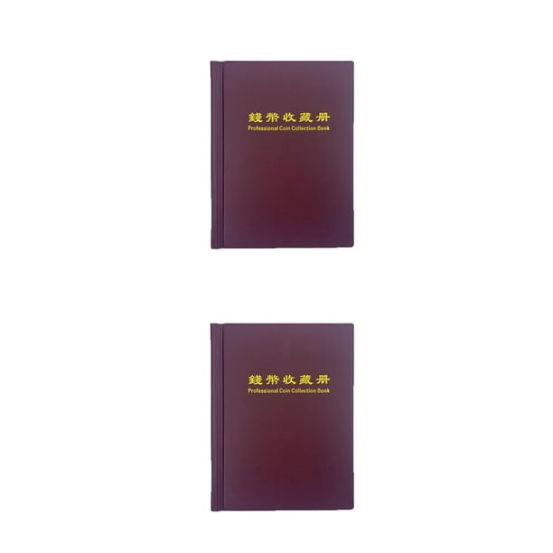 Yuarrent Libro de colección de monedas conmemorativas de 52mm y 60 bolsillos para el hogar, soporte portátil para sellos, álbum, soporte para Rojo oscuro 2Conjunto