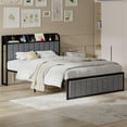 thumbnail image 3 of VECELO Queen Size Bed Frame with Charging Station, Upholstered Platform Bed Frame with Storage Headboard, Metal Slats Supports Mattress Foundation, No Box Spring Needed, Gray, 3 of 7