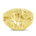 thumbnail image 3 of Men's Wide 17mm 14k Gold Plated Cash Money Dollar Sign Pinky Ring - Size 14, 3 of 7