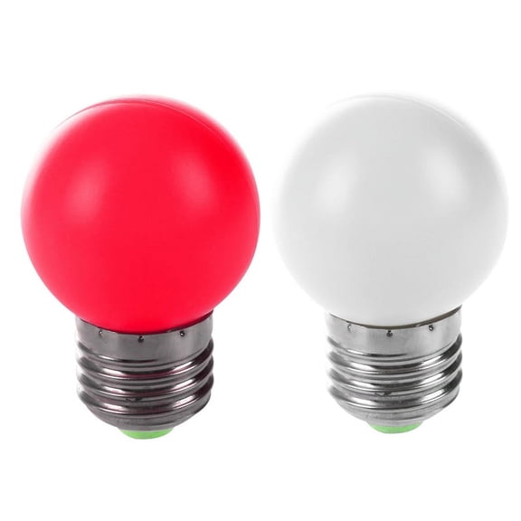 2pcs E27 LED Light White Bulb Plastic Bulb 0.5W Power - White & Red