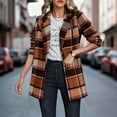 thumbnail image 6 of Ashirexll Winter Coats for Women, Womens Fleece Coats, Plaid Shacket Jacket Trendy Fall Button Wool Tartan Trench Coat, 6 of 7