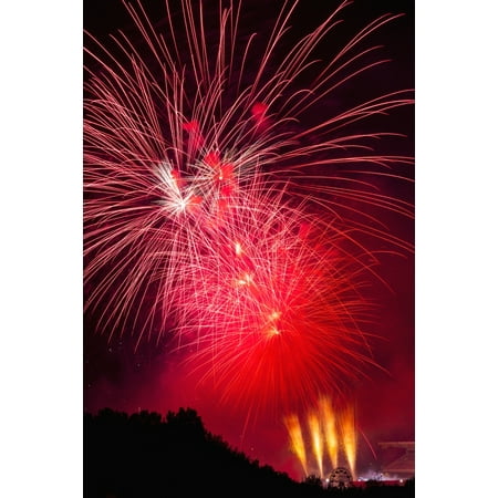 Kohl's Canada Calgary Colourful fireworks Calgary Alberta Canada Stretched Canvas - Michael Interisano Design Pics (12 x 19) ()