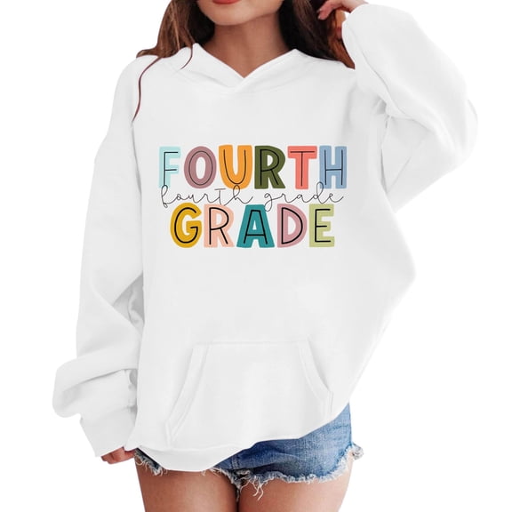 Ruyang Boys Girls Hoodie Sweatshirt Fourth Grade Colorful Letter Print Long Sleeve Pullover Cute Oversized Back to School Outfit
