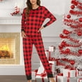 thumbnail image 2 of Christmas Pajamas Set for Women Casual Printed Crewneck Long Sleeve Tops and Pants 2 Pieces Outfits Sleepwear Pjs, 2 of 5