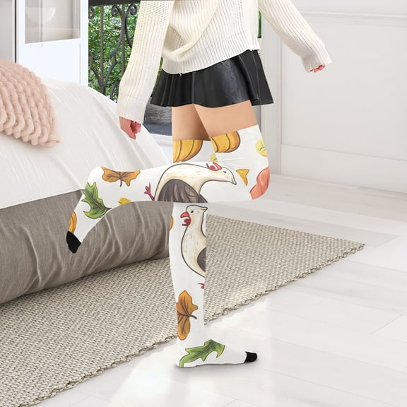 Thanks Giving Chicken Womens Thigh High Stocks Over Knee High Socks Thigh Tigh Boot Stockings