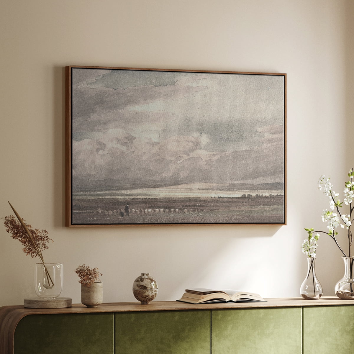 Vintage Landscape-CCXXXVIII By Wexford Home Framed in Walnut Wood Gallery Wrapped Canvas 27 in. x 41 in.