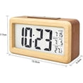 thumbnail image 2 of Battery Operated Wooden LCD Digital Alarm Clock with Smart Sensor Night Light, Snooze for Bedrooms, 2 of 6