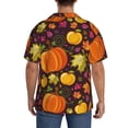 thumbnail image 3 of Xecao Autumn Harvest Pumpkin Joy Men's Casual Short-sleeved Shirt, a button-up collared shirt with a pocket-3X-Large, 3 of 5
