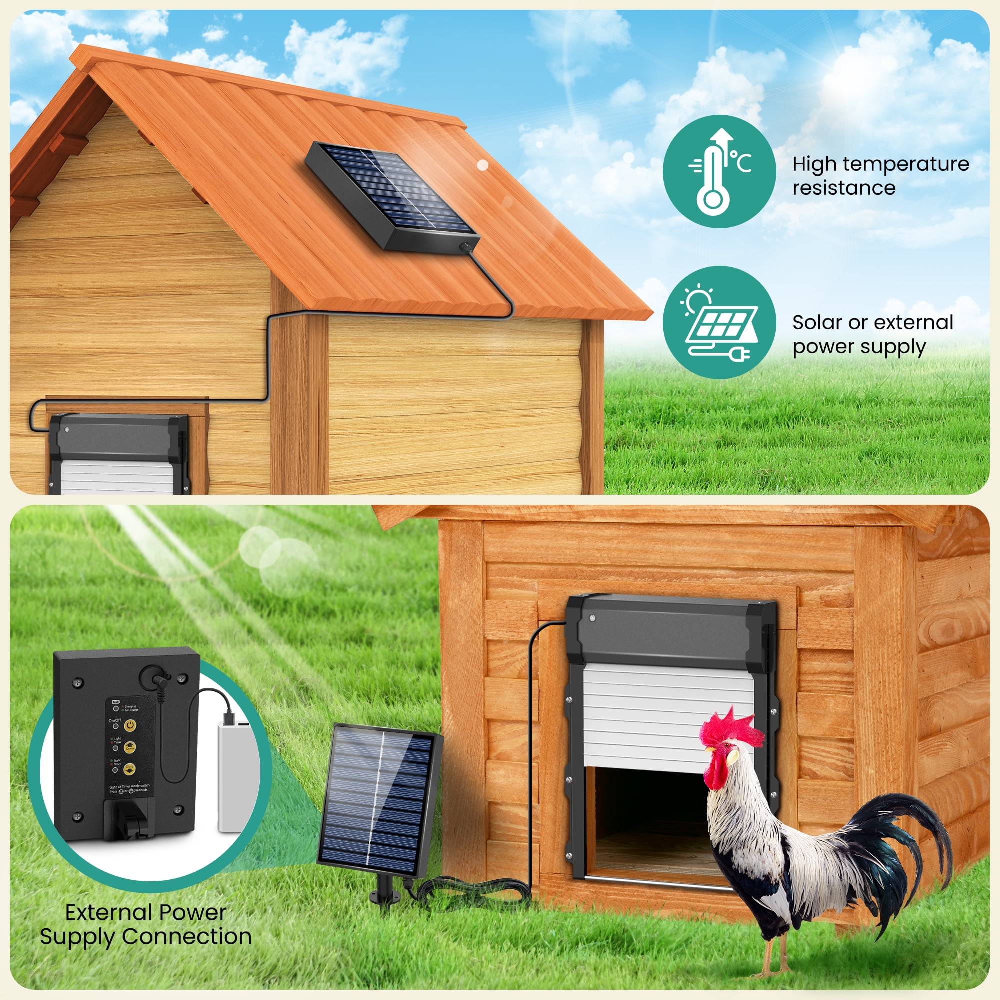 Innvello  Automatic Chicken Coop Door with Timer & Light Sensor Auto chicken Doors