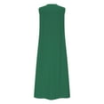 thumbnail image 6 of SMihono Women Summer Cotton Linen Sleeveless Long Dress Casual Button V Neck Beach Flowy Swing Loose Shift Sun Maxi Dresses Green XXXL, 6 of 7